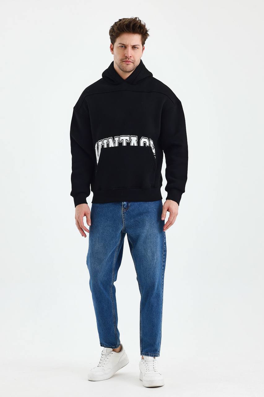 Men's Oversized Vintage Hooded Sweatshirt - Comfortable and Stylish Hoodie
