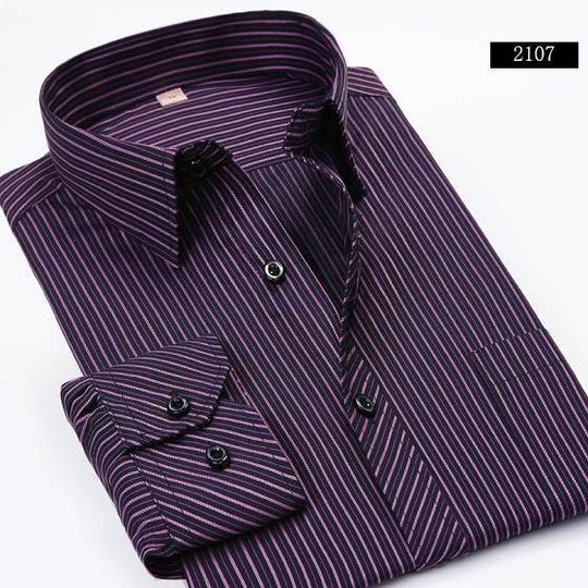 Men's Deep Purple Striped Dress Shirt