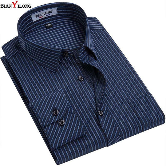 Men's Deep Purple Striped Dress Shirt
