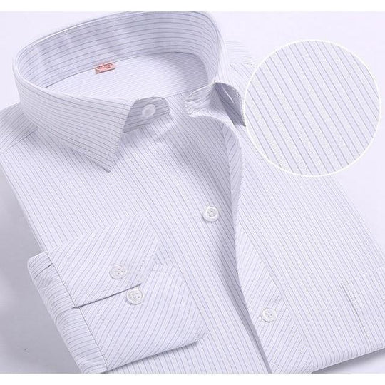 Men's Pale Gray Striped Dress Shirt