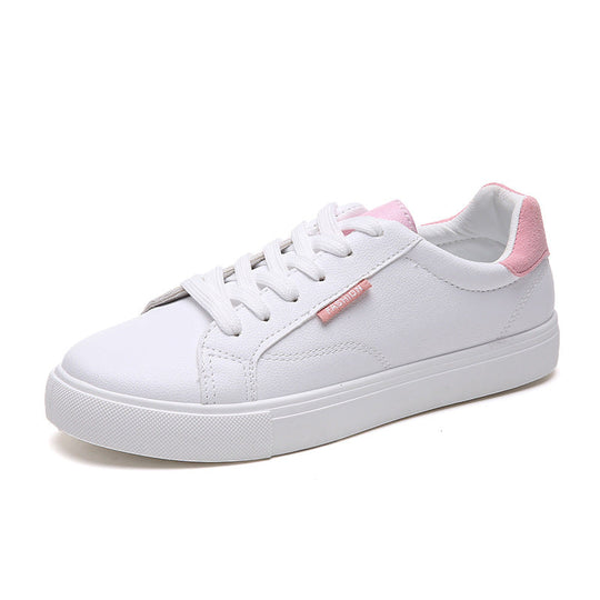 White Women's Sneakers - Flat Bottom Casual Shoes