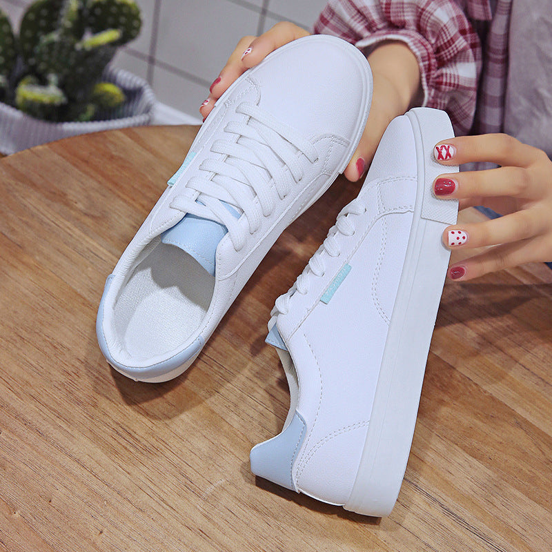 White Women's Sneakers - Flat Bottom Casual Shoes