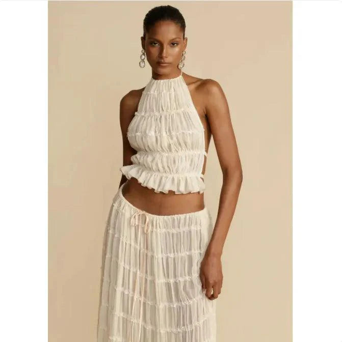 2-Piece Chic Halter Dress Suit Set