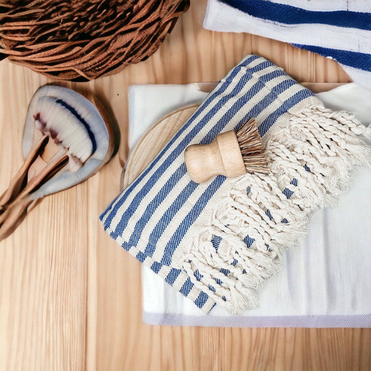 Nautical Turkish Towel 180GSM Cotton Peshtemal Beach Towel Light Quick Dry