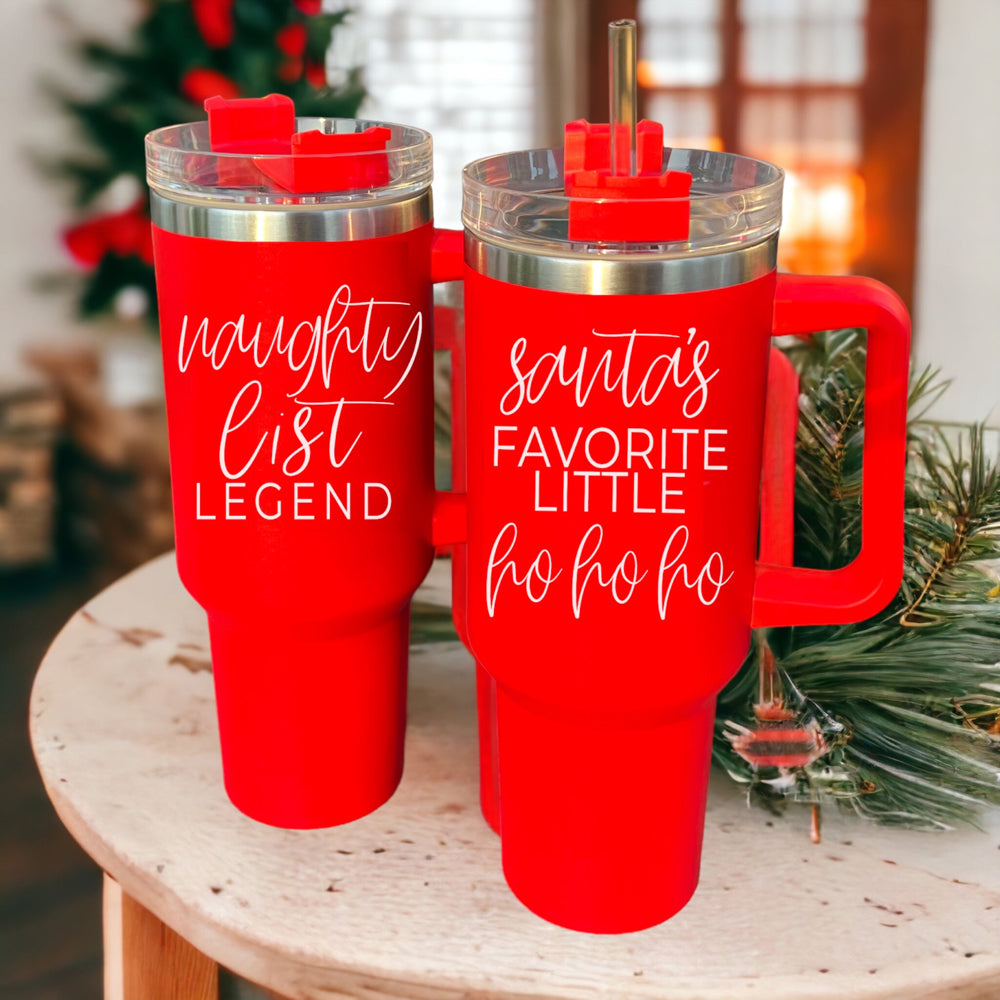 40oz Insulated Tumbler Mug With Handle Lid And Straw Santa Ho Ho Funny Holiday