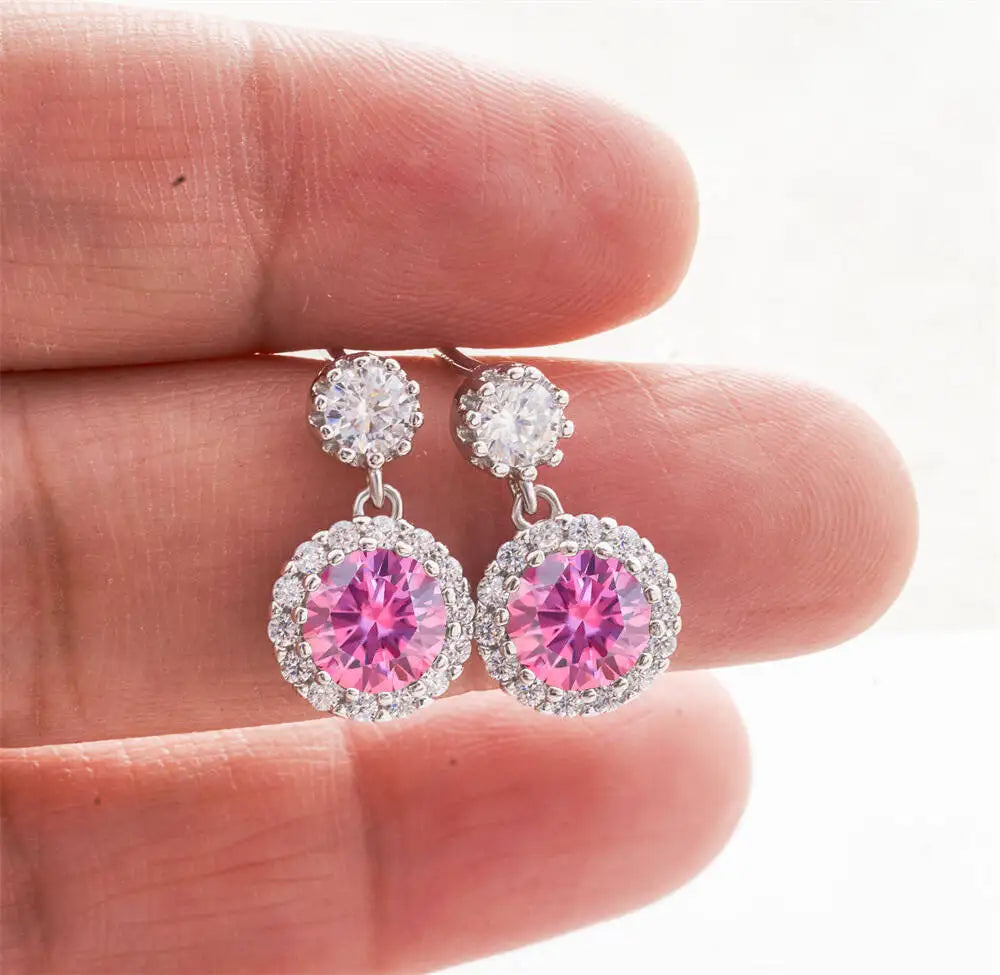 1CT 2Pcs D-Color Moissanite Drop Earrings 925 Sterling Silver With Certificate