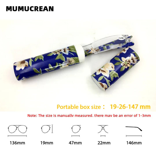 New Mini Folding Reading Glasses Women Men +1.0 To 4.0 Portable Container Presbyopia Pen Glasses With Box