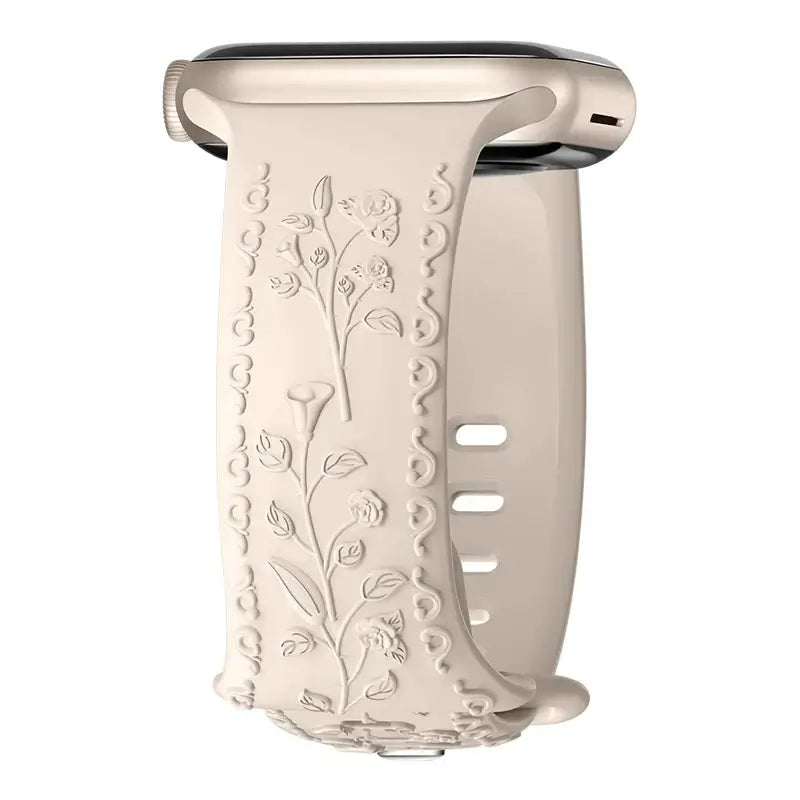 Apple Watch Silicone Band - Floral Engraved - Stylish Design