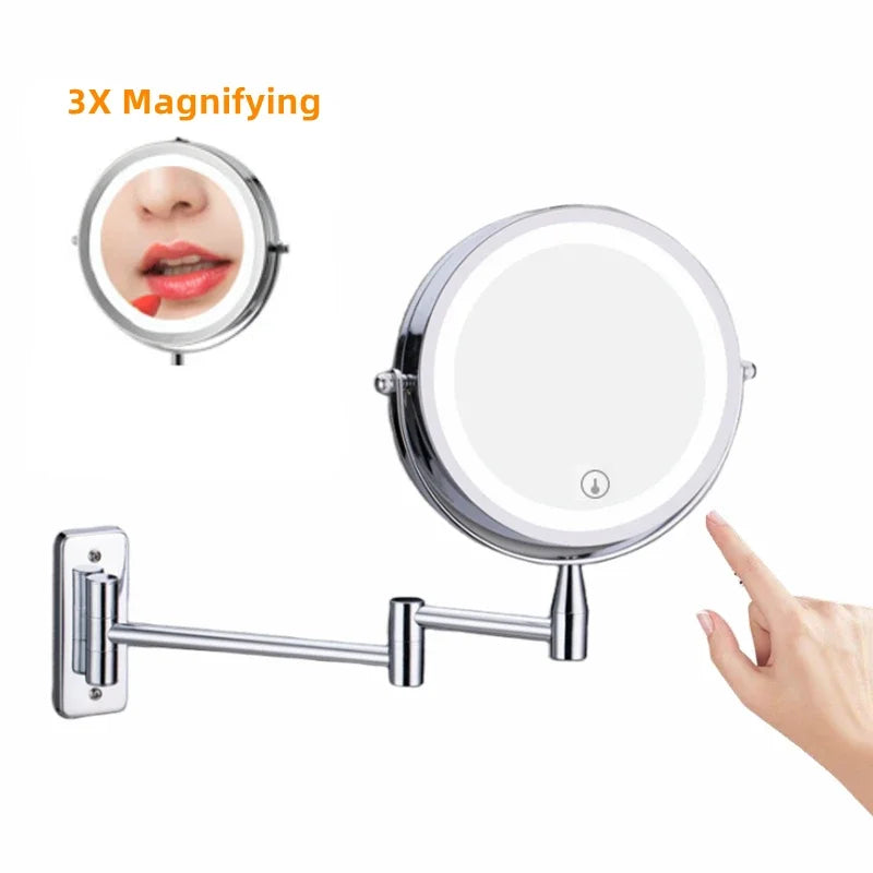 DecorBites™ LED Light Makeup Mirror 10X Magnification Double Side Touch Dimming