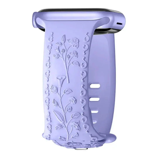 Apple Watch Silicone Band - Floral Engraved - Stylish Design