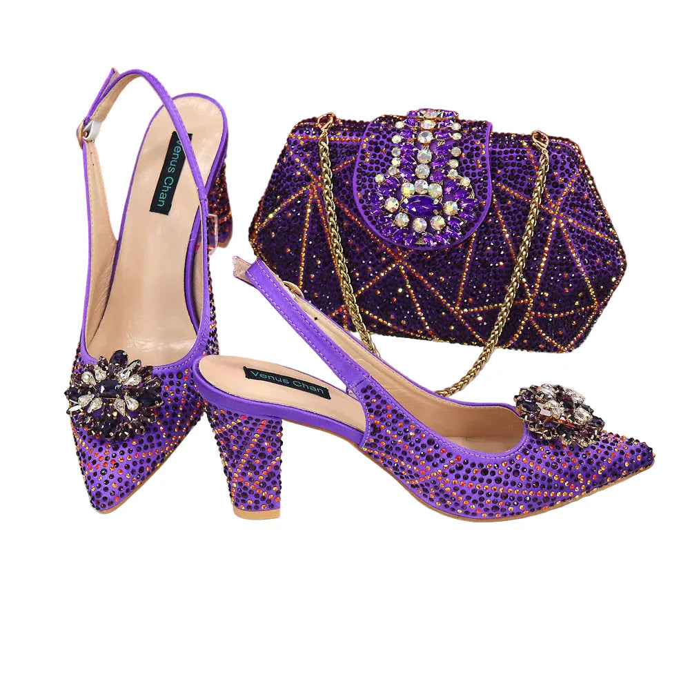 Italian Shoes and Bags Matching Set Decorated
