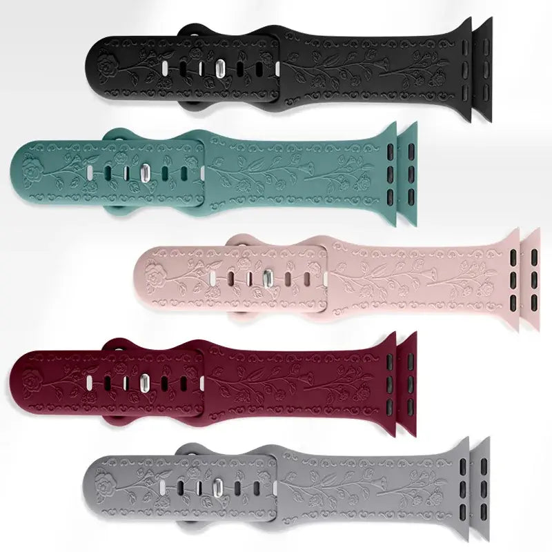 Apple Watch Silicone Band - Floral Engraved - Stylish Design