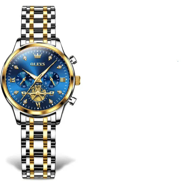 Women's Gold Stainless Steel Multifunction Quartz Watch