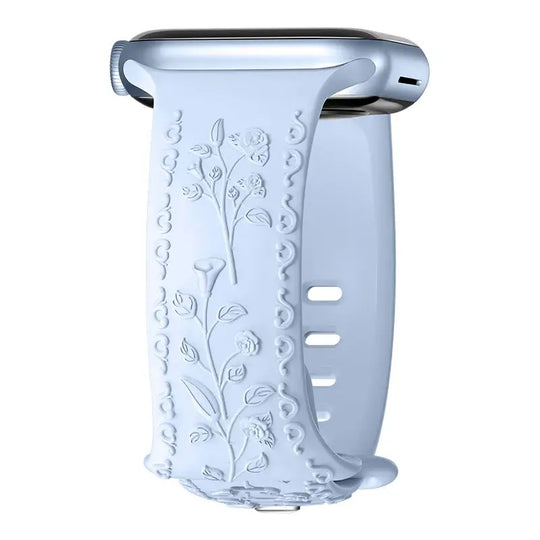 Apple Watch Silicone Band - Floral Engraved - Stylish Design