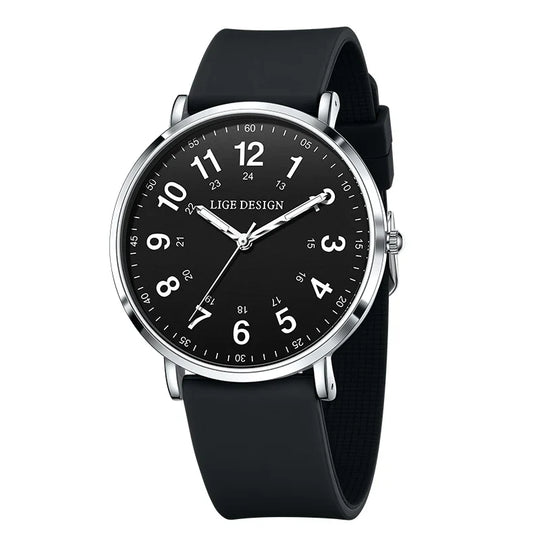 Women's Pink Silicone Watch Large Dial Rose Gold Minimal