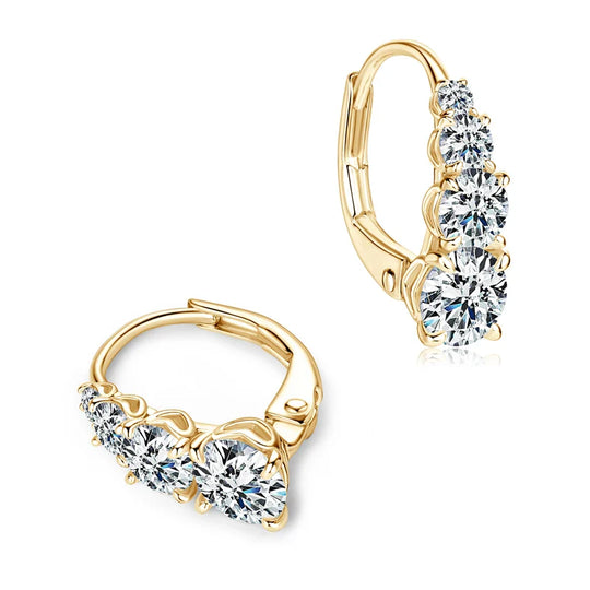 4-Stone Drop Hoop Earrings 925 Sterling Silver Moissanite D VVS1 Clip