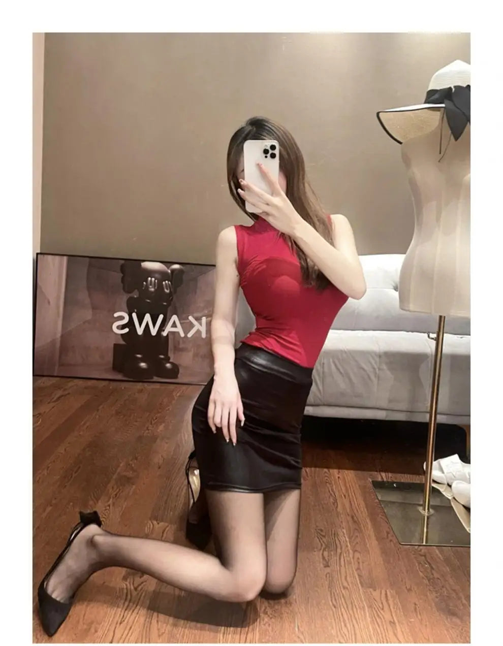 Black Slim Imitation Leather Pencil Mini Skirt High Waist Sexy Fashion Korean Short Skirts Women Wholesale Summer Sweet