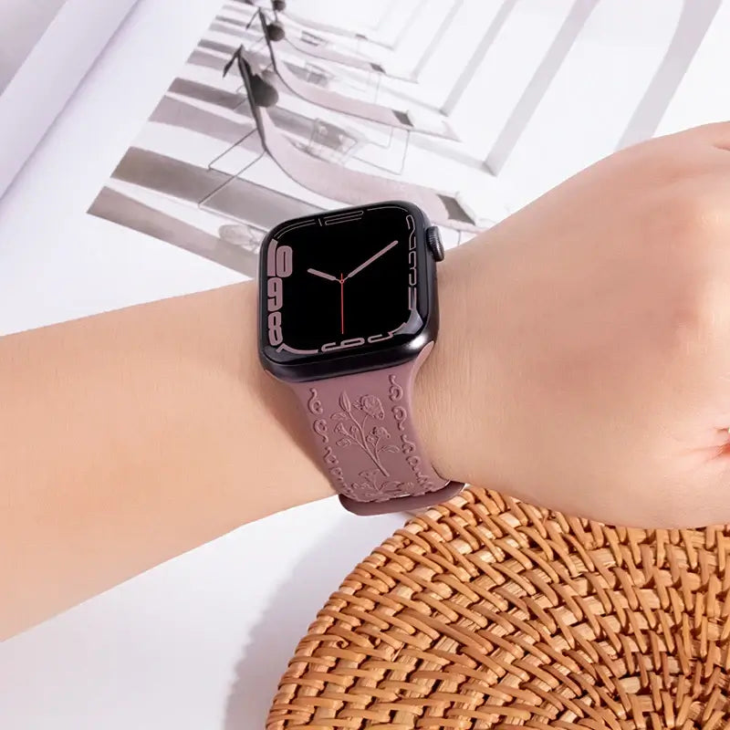 Apple Watch Silicone Band - Floral Engraved - Stylish Design