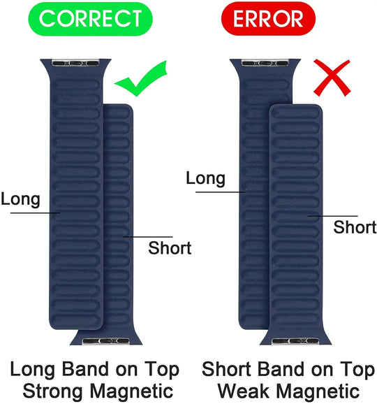 Apple Watch Leather Band - Premium Magnetic Loop Strap