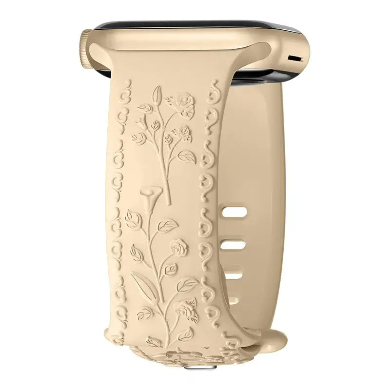 Apple Watch Silicone Band - Floral Engraved - Stylish Design