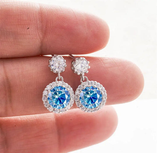 1CT 2Pcs D-Color Moissanite Drop Earrings 925 Sterling Silver With Certificate