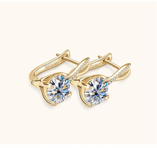 2 Ct Moissanite Clip-On Earrings 925 Sterling Silver Interlaced Studs Gift