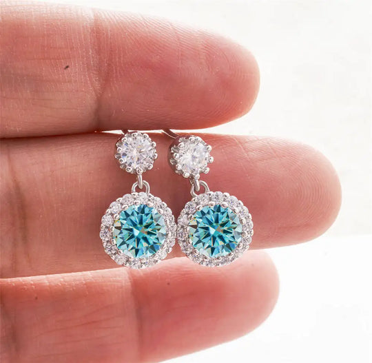 1CT 2Pcs D-Color Moissanite Drop Earrings 925 Sterling Silver With Certificate