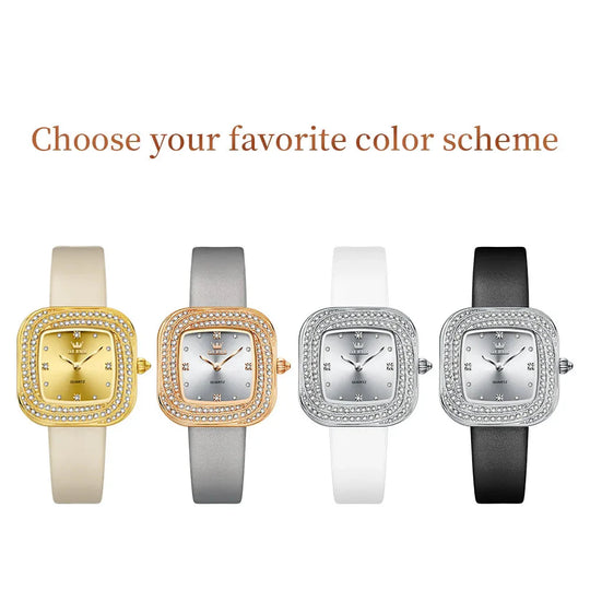 Women's Square Leather Quartz Watch Waterproof Elegant