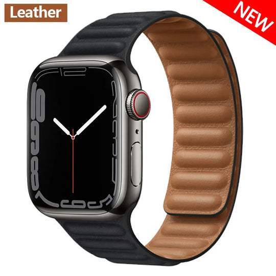 Apple Watch Leather Band - Premium Magnetic Loop Strap