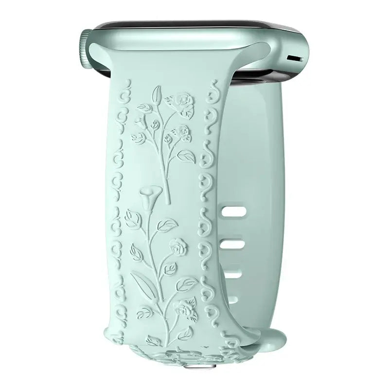 Apple Watch Silicone Band - Floral Engraved - Stylish Design