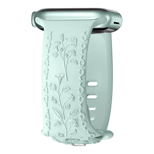 Apple Watch Silicone Band - Floral Engraved - Stylish Design