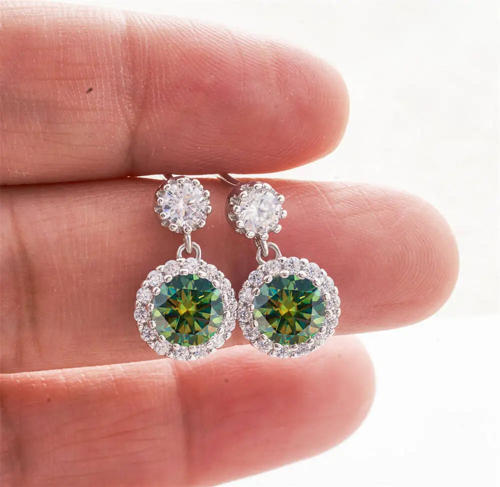 1CT 2Pcs D-Color Moissanite Drop Earrings 925 Sterling Silver With Certificate
