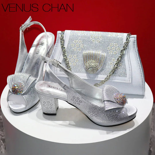 New Arrival Italian Fashion Design High Heels Shoes And Bag Set