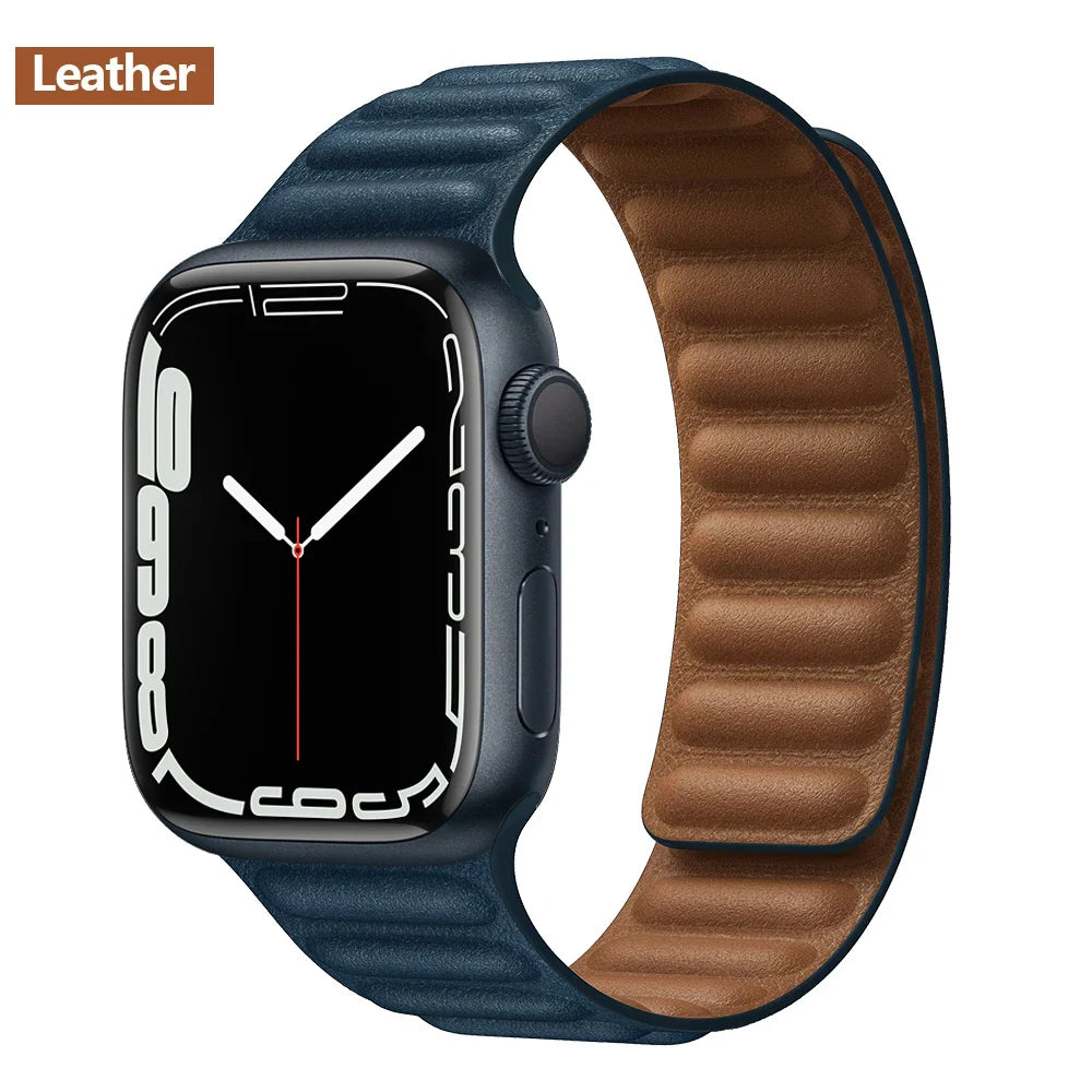 Apple Watch Leather Band - Premium Magnetic Loop Strap