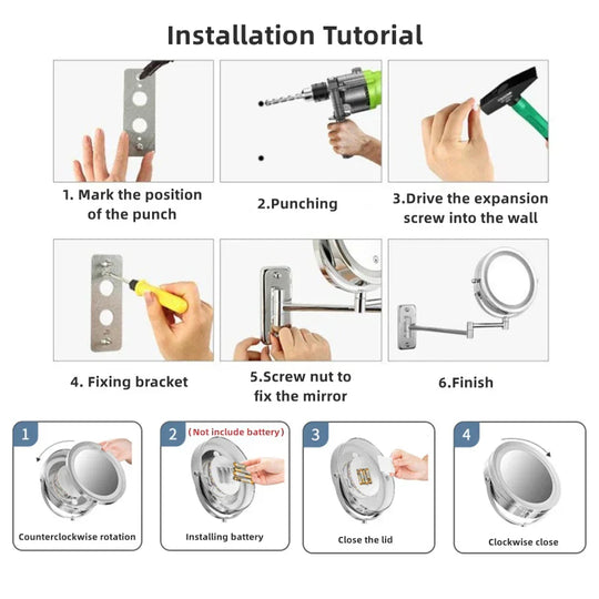 DecorBites™ LED Light Makeup Mirror 10X Magnification Double Side Touch Dimming