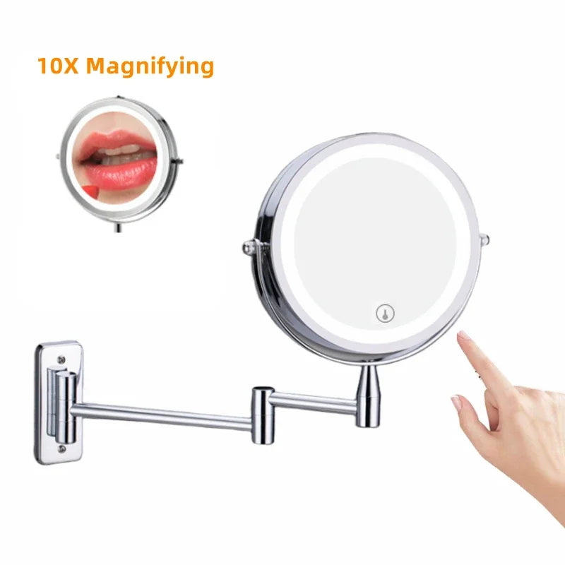 DecorBites™ LED Light Makeup Mirror 10X Magnification Double Side Touch Dimming