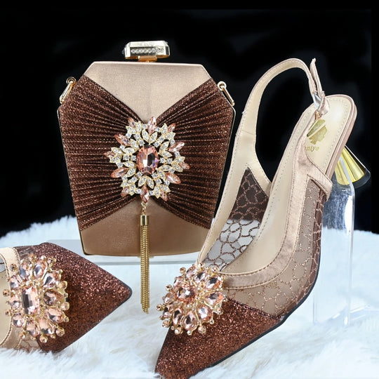 High Quality African Style Ladies Shoes And Bags Set HGH1-14