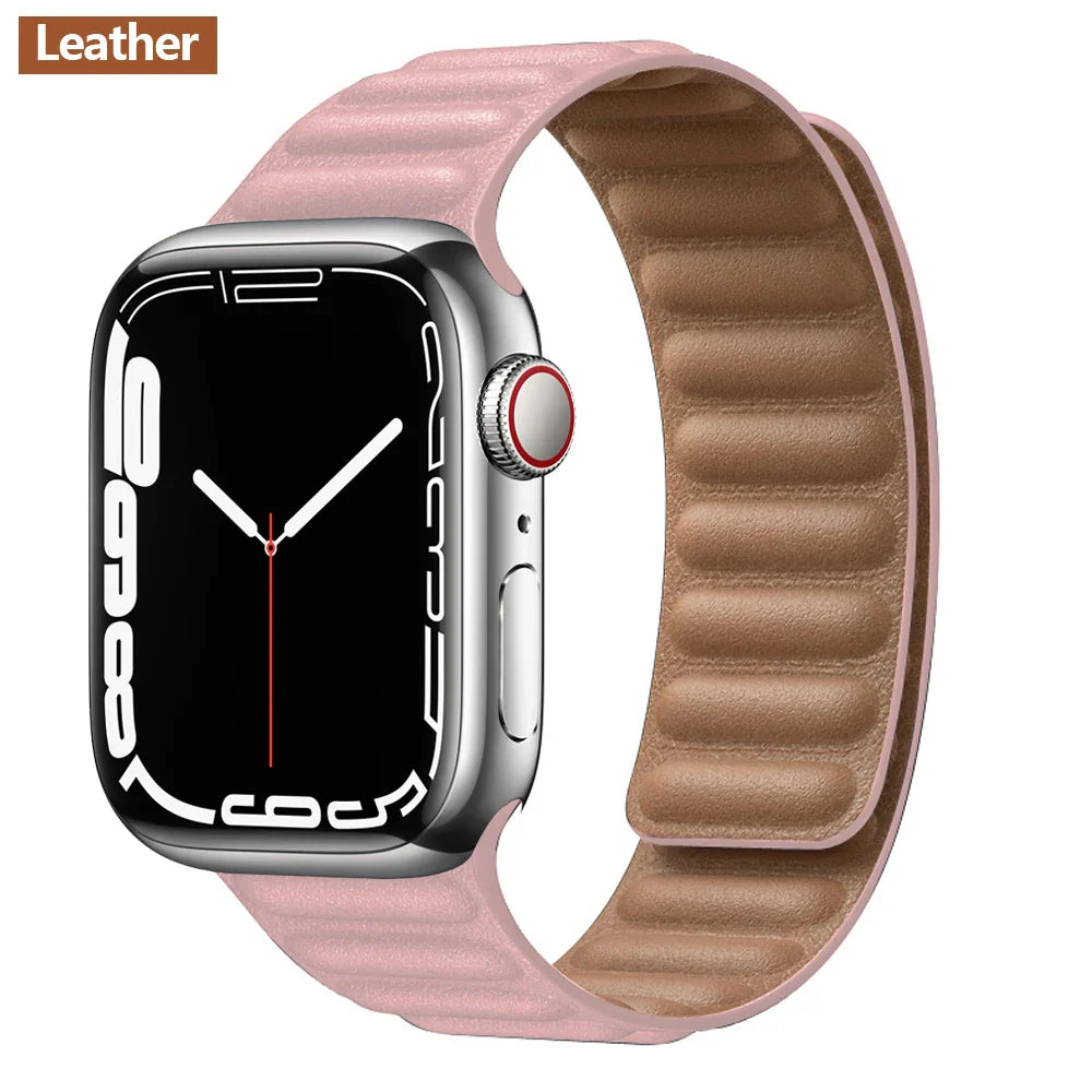 Apple Watch Leather Band - Premium Magnetic Loop Strap