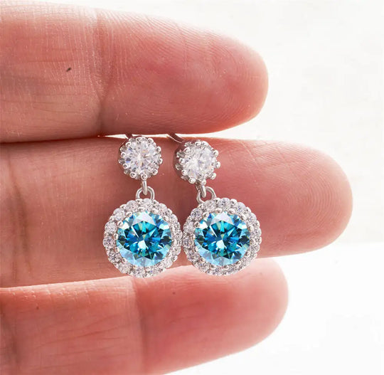 1CT 2Pcs D-Color Moissanite Drop Earrings 925 Sterling Silver With Certificate