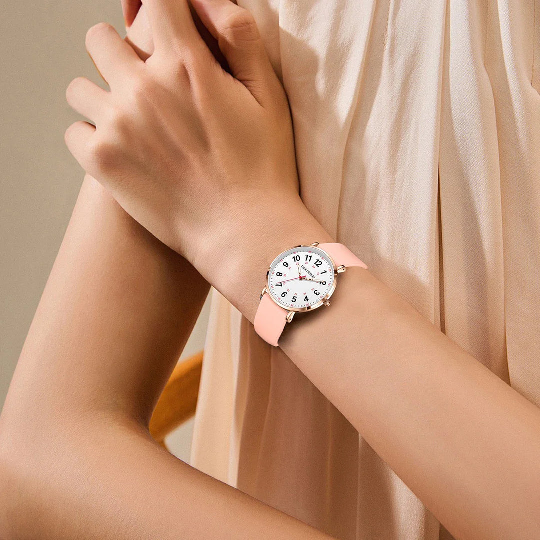 Women's Pink Silicone Watch Large Dial Rose Gold Minimal