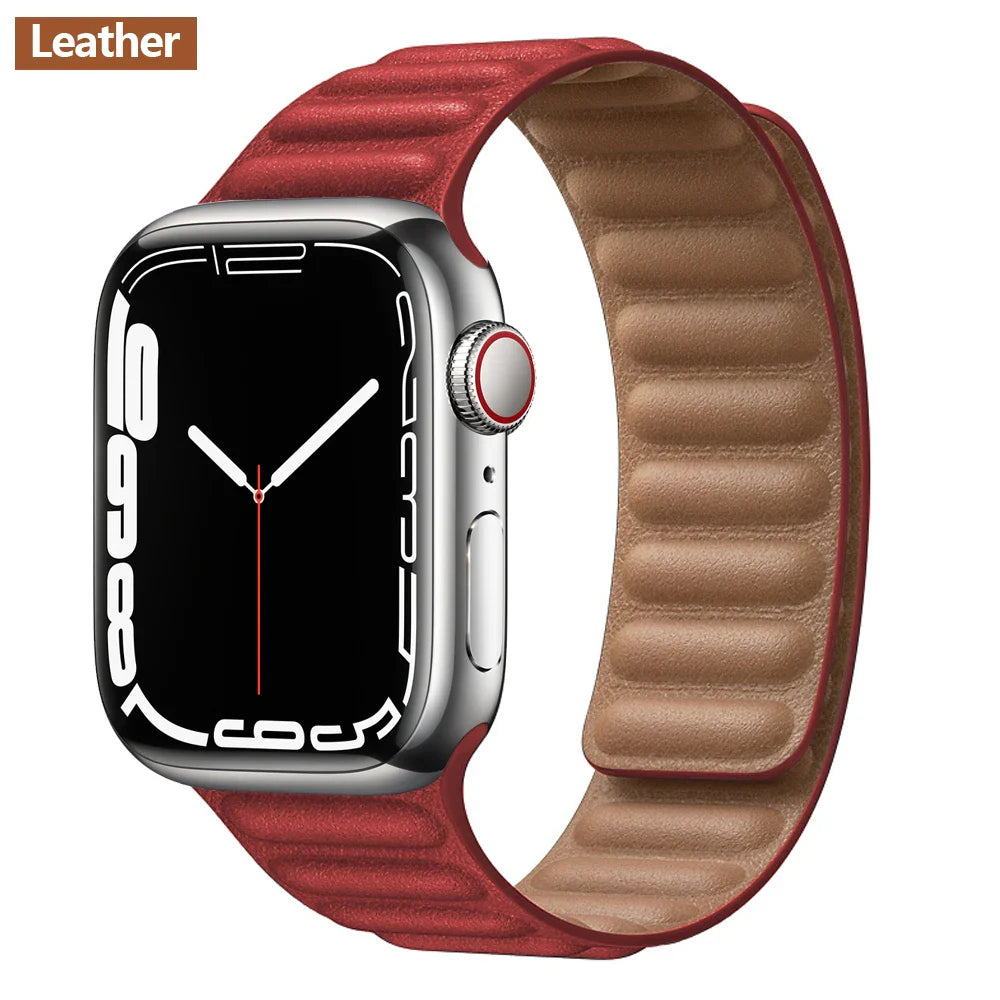 Apple Watch Leather Band - Premium Magnetic Loop Strap