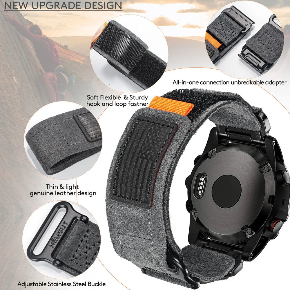 Leather Loop Velcro Garmin Straps - Quickfit