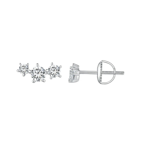 Sterling Silver S925 Moissanite Star Stud Earrings Screw Back Engagement Gift