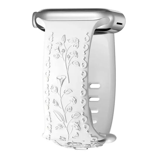 Apple Watch Silicone Band - Floral Engraved - Stylish Design