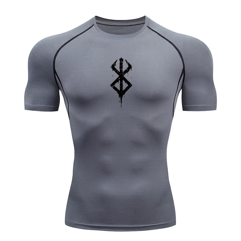 Men's Print Compression Shirts Summer Short Sleeve Rash Guard Gym Workout T-shirt Athletic Quick Dry Baselayer Undershirts Tops