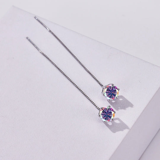 Moissanite Drop Earrings 5-6.5mm Sterling 925 Silver Solitaire Dangle Gift