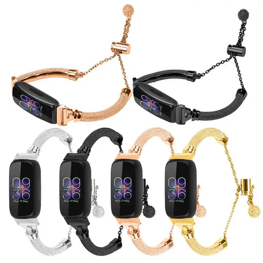 Fitbit Inspire 2, 1, HR Stainless Steel Band - Durable Metal Strap