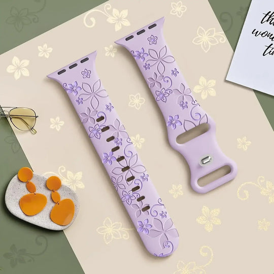 Apple Watch Silicone Band - Durable Floral Design Strap