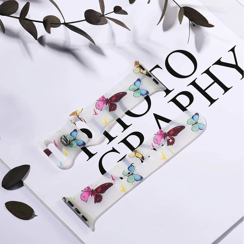 Apple Watch Silicone Strap - Floral Design - Soft and Comfortable