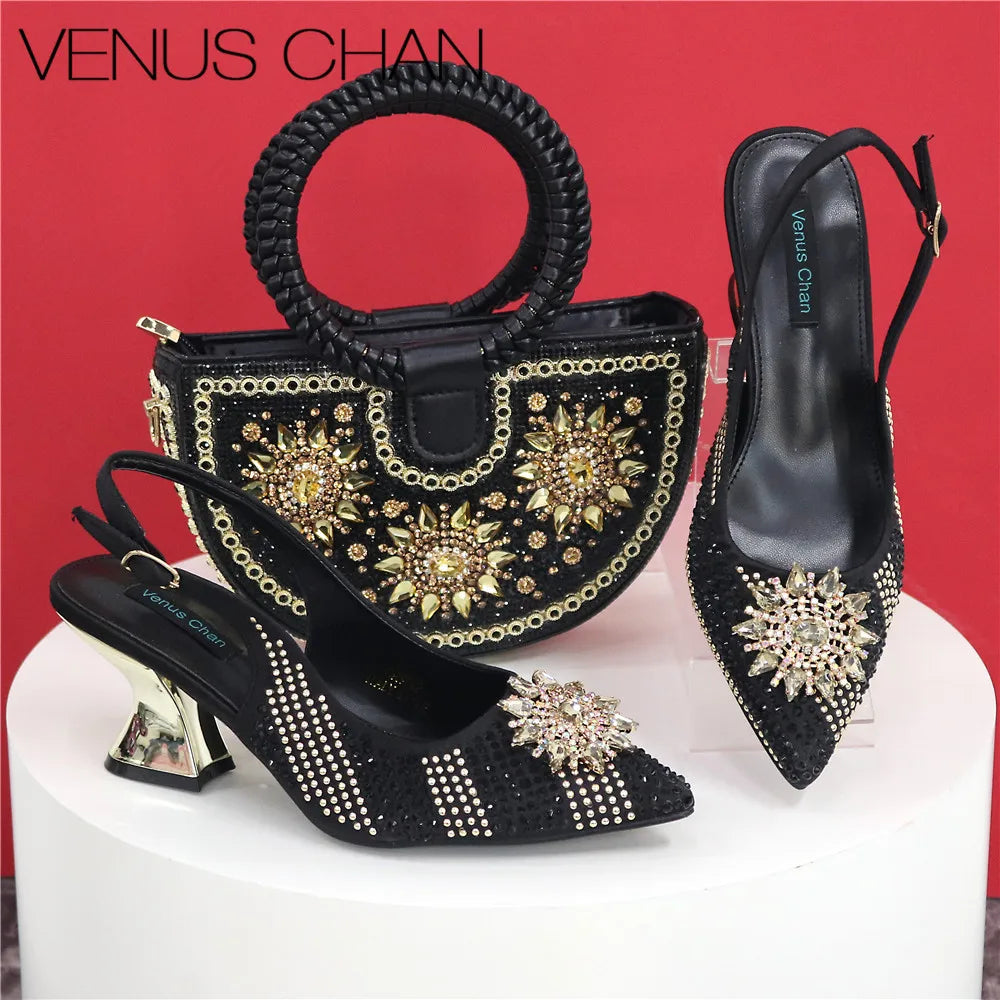 Italian Design Evening Bag Paired With Handmade Petal Shoes